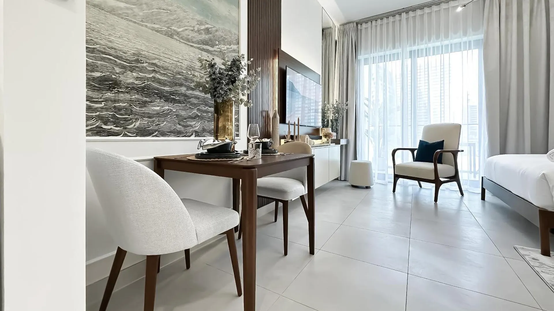 Apartment Trophy - Santorini Studio Burjkhalifa & Canal Views Sofa Bed Dubai