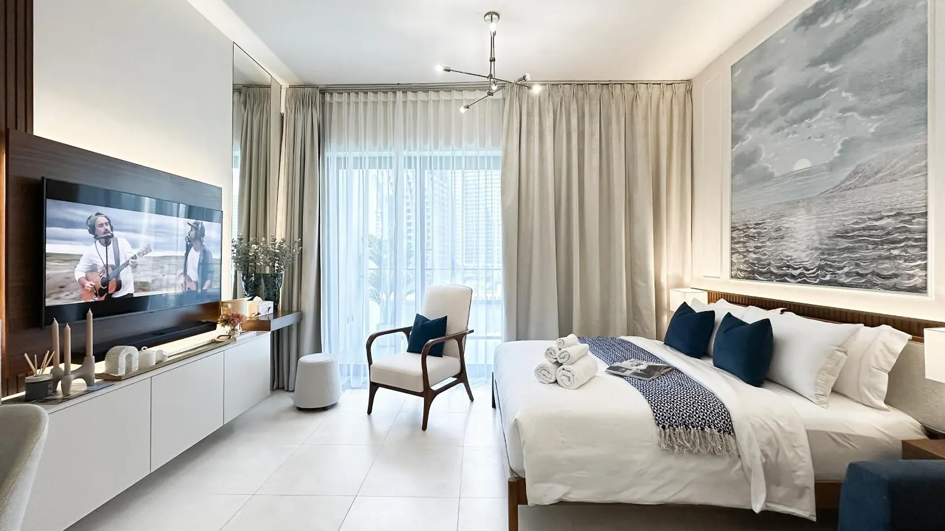 Trophy - Santorini Studio Burjkhalifa & Canal Views Sofa Bed Dubai Emirati Arabi Uniti